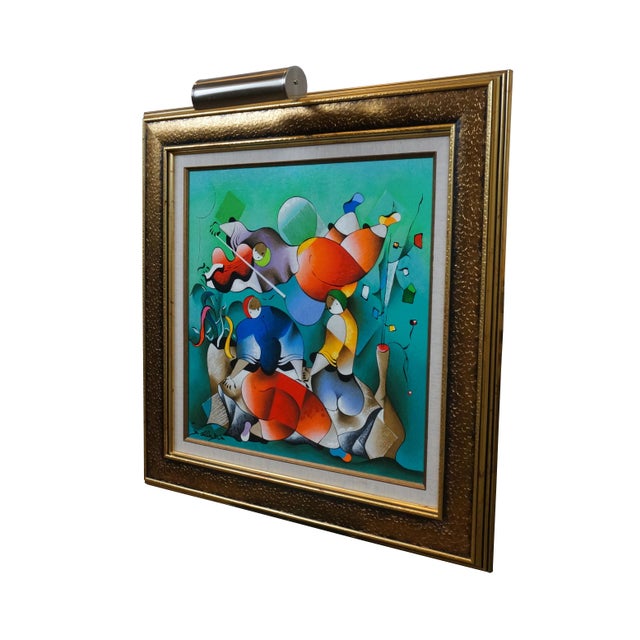 Abstract David Schluss Our Serenade Abstract Musician Serigraph on Canvas For Sale - Image 3 of 12