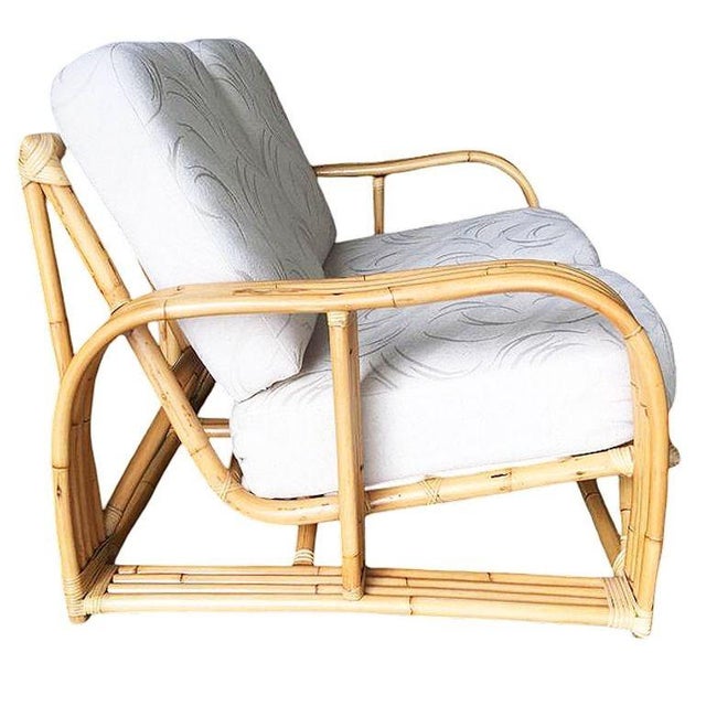 Restored Paul Laszlo Designed Rattan 4-Strand Sectional Settee by by Ficks Reed For Sale - Image 4 of 11