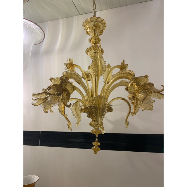 Amber Murano Glass Chandelier With Flowers and Leaves For Sale - Image 6 of 13
