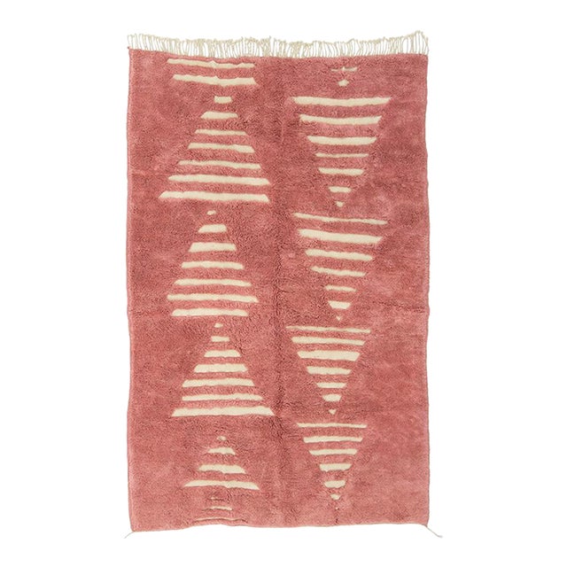 Tribal Linear Diamond Hand-Knotted Wool Rug | 10'7" X 6'9" | One of a Kind For Sale