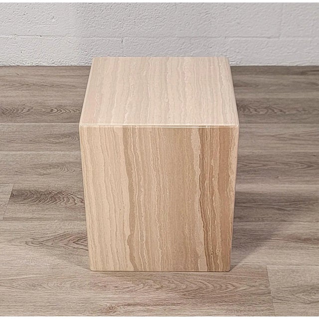 Post-Modern Travertine Cube Side Tables For Sale - Image 4 of 10