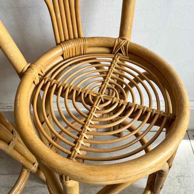 Set of Mid-Century Bamboo Bar Stools, 1970s For Sale - Image 4 of 9