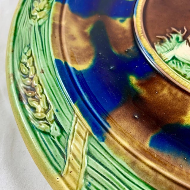Ceramic English Majolica Harvest Theme Rococo Revival Bread Tray or Wall Plaque For Sale - Image 7 of 12