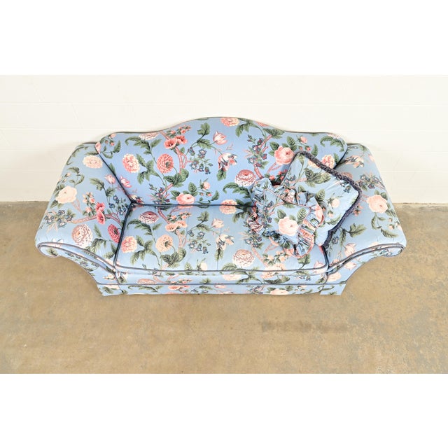 Baker Furniture English Traditional Floral Upholstered Roll Arm Camelback Sofa For Sale In South Bend - Image 6 of 15