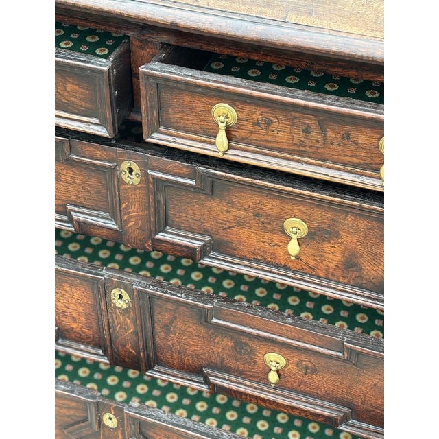Wood 17th Century Charles II Oak Geometric Chest of Drawers, 1680s For Sale - Image 7 of 14