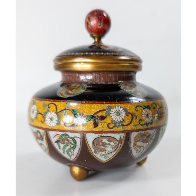 Early 20th Century Early 20th Century Japanese Cloisonne Enamel Covered Urn Attr: Honda Yosaburo For Sale - Image 5 of 17