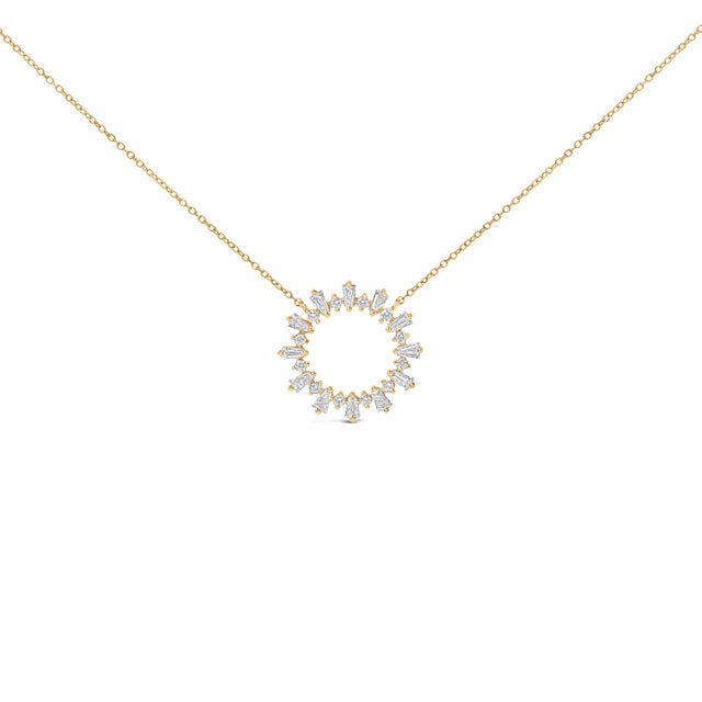 2020s 14K Yellow Gold Plated Sterling Silver 3/4 Cttw Diamond Starburst Pendant Necklace For Sale - Image 5 of 5