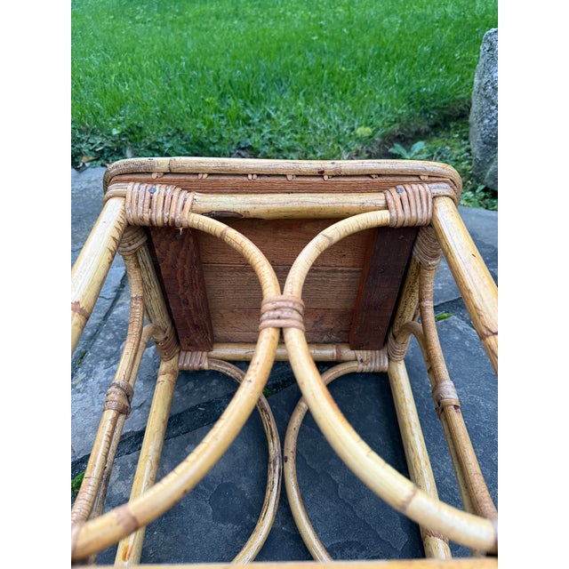 Vintage Wicker Rattan End / Drinks Table Mid 20th Century For Sale - Image 14 of 14