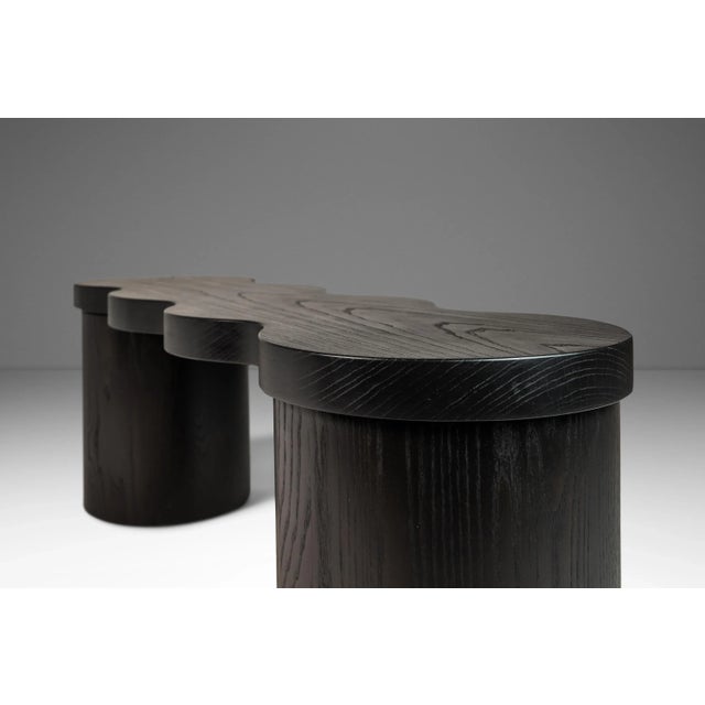 Wood Organic Modern Hand-Shaped & Turned Sculptural Bench in Solid Ebonized Ash by Mark Leblanc for Mark Leblanc Studios, Usa, 2023 For Sale - Image 7 of 10