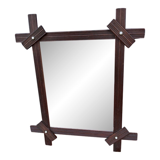 Antique Victorian Walnut Gingerbread Reeded Wall Mirror, Circa 1860s For Sale