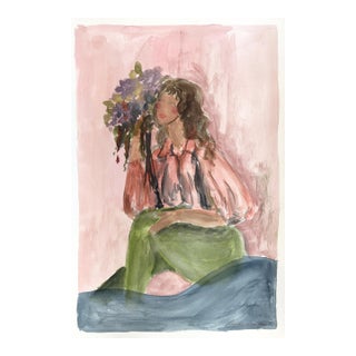Lounging VI - Original Contemporary Figurative Painting on Paper by Ama Liyanage For Sale