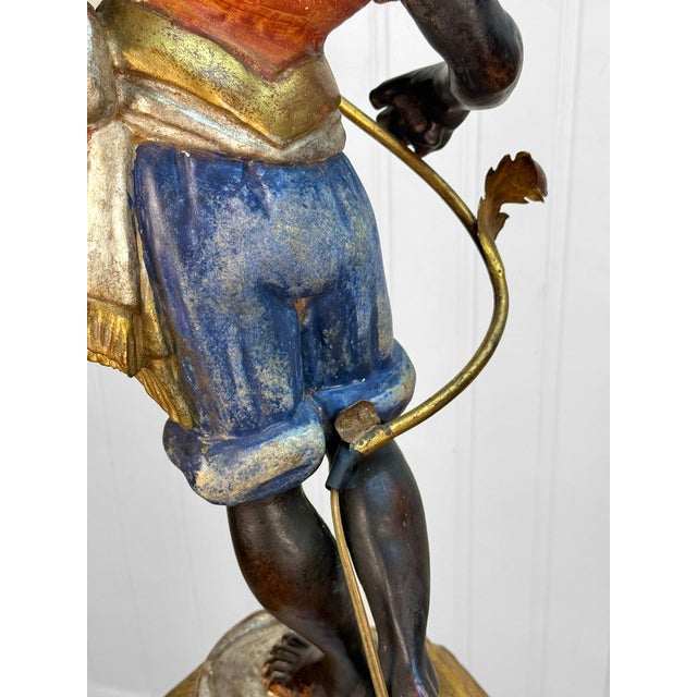 Vintage Italian Venetian Figural Boy Candelabra Table Lamp For Sale - Image 10 of 16