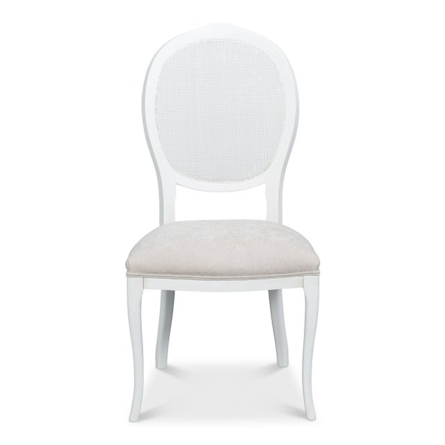 Art Deco Louis XV Cane Back Dining Chairs in White, Sets of 2 For Sale - Image 3 of 11