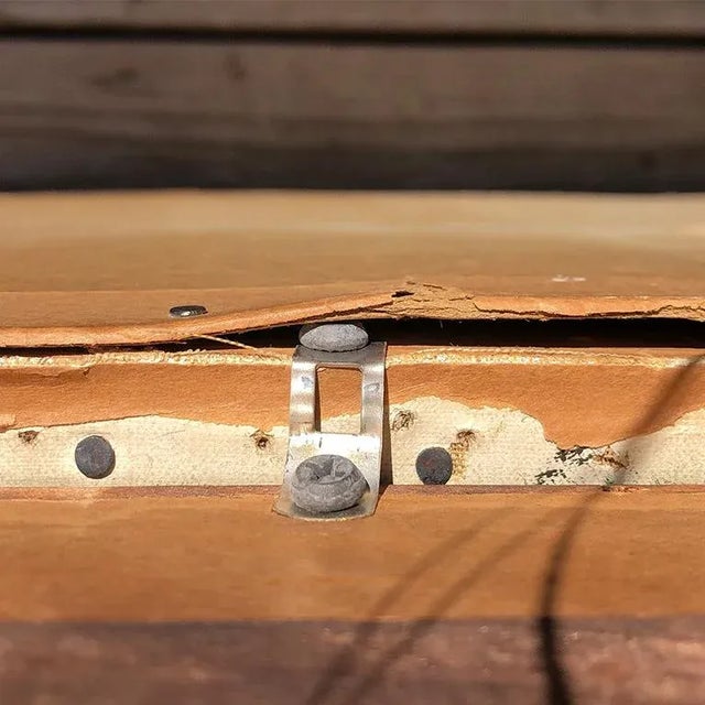 Wood 20th Century Antique Vermeer the Woman in Blue Oil on Canvas Portrait Painting in Gilt Frame For Sale - Image 7 of 8