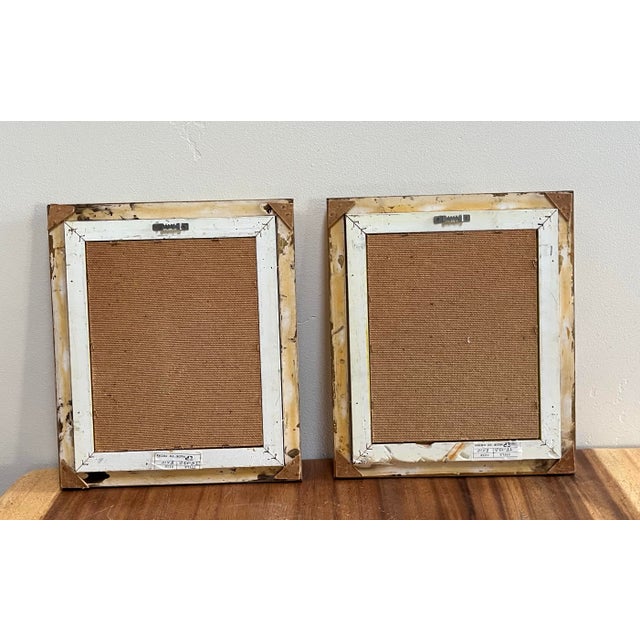 Pair of Asian Inspired Botanical paintings in Gold Bamboo Frames. This impressive pair features large bunches of light...