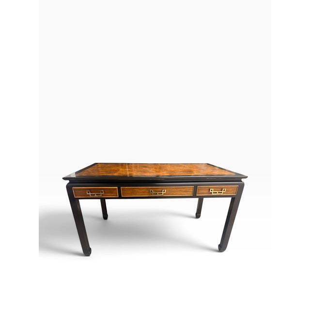 1970s 1970s Raymond Sobota for Century Furniture Chin Hua Burl Wood Desk & Chair For Sale - Image 5 of 15