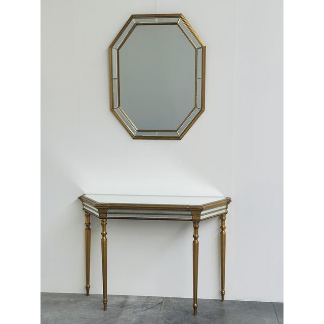 Mirrored Console Table and Matching Octagonal Mirror from Deknudt, Belgium, 1980s, Set of 2 For Sale - Image 9 of 12