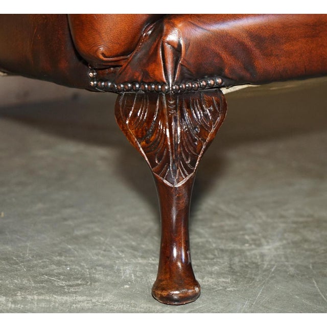 Chesterfield Wingback Chairs and Ottomans in Brown Leather, Set of 4 For Sale - Image 15 of 18