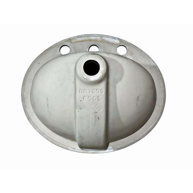Mid-Century Modern Vintage Briggs 6505 MCM Style Baby Blue Oval Ceramic Bathroom Sink For Sale - Image 3 of 5