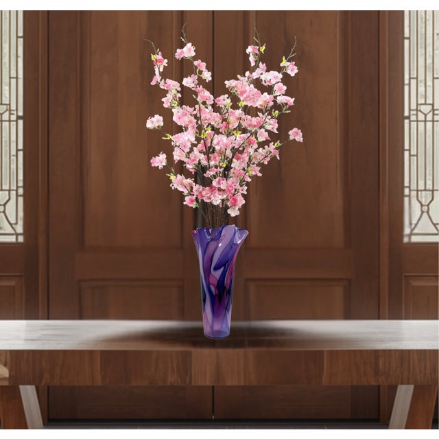 12/ 1/4 In. Tall Signed Purple Swirl Fazzoletto Lip Studio Art Glass Vase For Sale - Image 11 of 13
