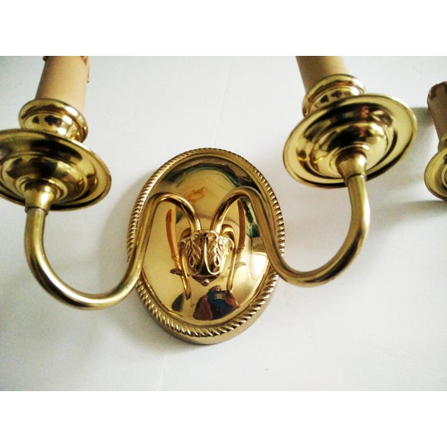 Louis XVI Brass Wall Lamps, 1950s, Set of 2 For Sale - Image 3 of 16