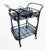 1980s Vintage Painted Black Gloss Rattan Coastal Regency Rolling Bar Cart With Silverware Tray For Sale - Image 5 of 8