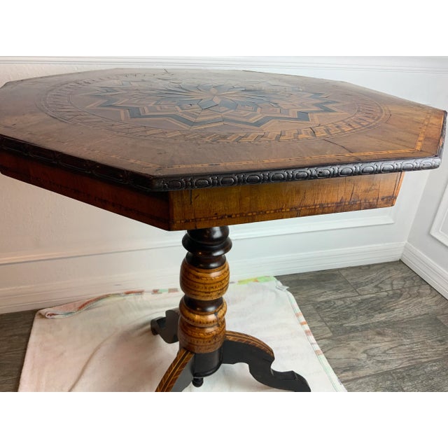 19th Century 19th Century Italian Gueridon Marquetry Octagon Table For Sale - Image 5 of 12