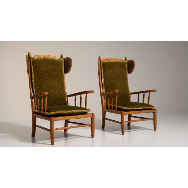 Traditional 1970s Brown Wood Pair of Lounge Chairs For Sale - Image 3 of 16