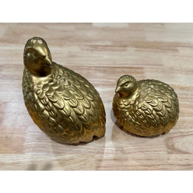 Ceramic Vintage Japanese Kutani Gold Ceramic Quail Figurine Mid Century Japan MCM, Set of 2 For Sale - Image 7 of 11