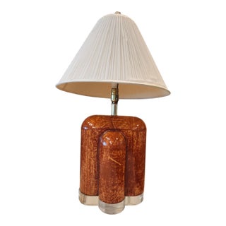 1980s Parchment & Lucite Base Table Lamp Attributed to Karl Springer For Sale