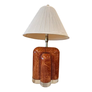 1980s Parchment & Lucite Base Table Lamp Attributed to Karl Springer