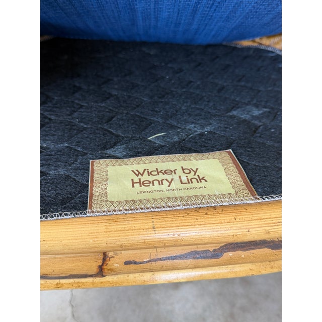 Set of Four Vintage Rustic Rattan Dining Armchairs by Henry Link With Original Cushions For Sale - Image 9 of 12
