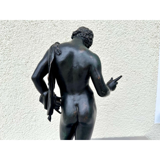 Praxiteles, Large Bronze Sculpture Narcissus of Pompeii, 1890s, Bronze For Sale - Image 6 of 18
