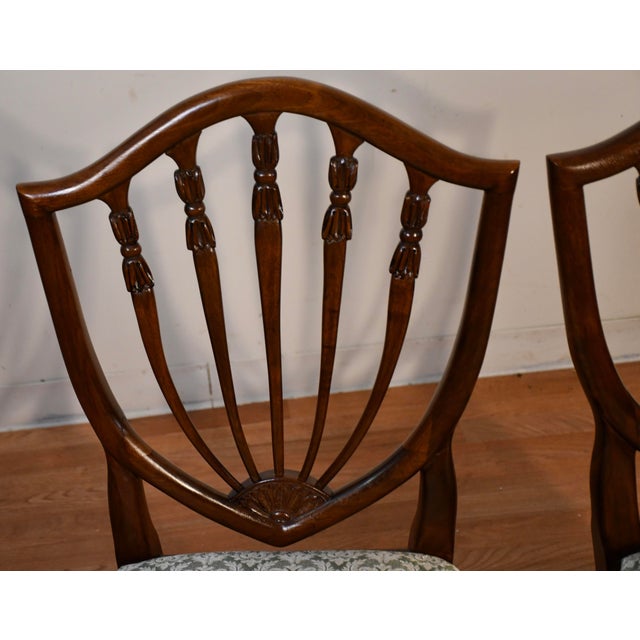 1920 Antique English Solid Walnut Shield-Back Set of Six Dining Chairs For Sale - Image 14 of 18