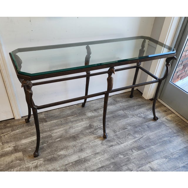 John Dickinson Late 20th Century Hollywood Regency Patinated Metal Console Table For Sale - Image 4 of 12