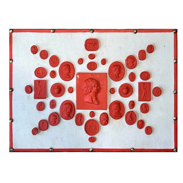 Set of Three Grand Tour Neoclassical Vintage Red Plaster Cast Waxed Intaglio Arrangements For Sale - Image 4 of 17