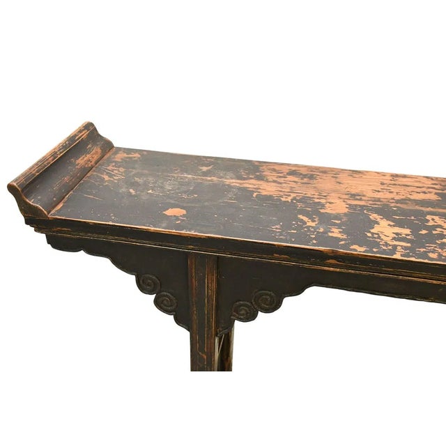 Wood Antique Asian Wood Long Alter Console Table 85 Long For Sale - Image 7 of 9