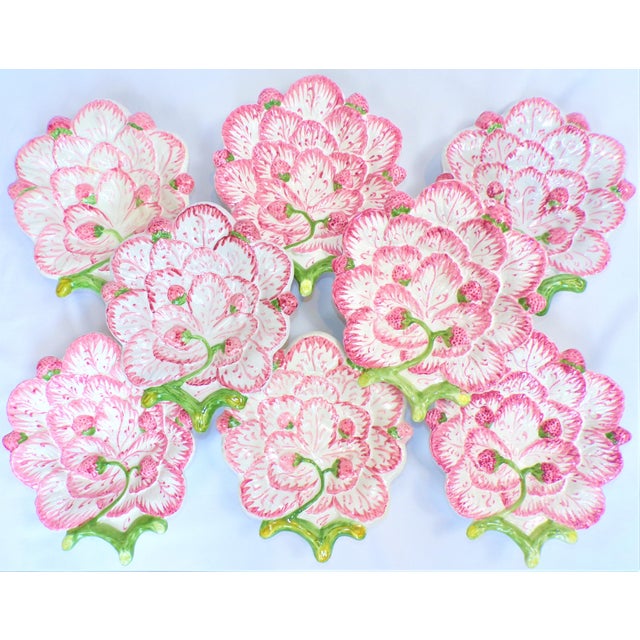 Vintage Strawberry Majolica Plates, Set of 8 For Sale - Image 11 of 12