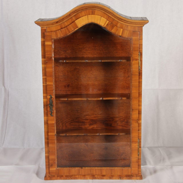 Small Antique Baroque Hanging Display Cabinet in Walnut, 1800 For Sale - Image 17 of 18