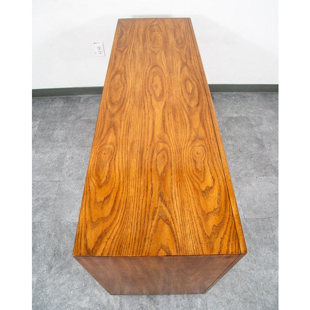 Drexel 1960s Mid Century Modern Credenza Dresser Drexel 5 Drawer Brass Handles Passage MCM For Sale - Image 4 of 12