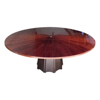 82" Thomas Pheasant for Baker Furniture Mahogany Sunburst Pedestal Dining Table For Sale