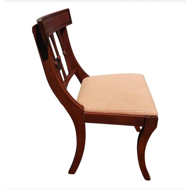 Duncan Phyfe Mahogany Upholstered Chairs Circa 1940s, a Pair For Sale - Image 4 of 8