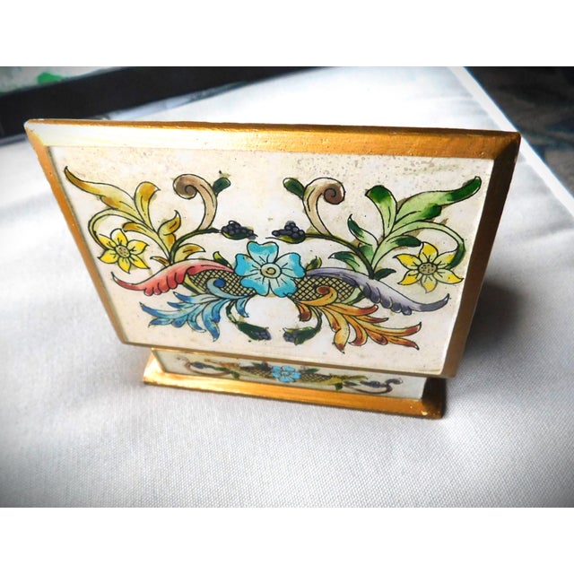 Vintage Hand Painted Floral Jewelry Trinket Box For Sale - Image 9 of 9