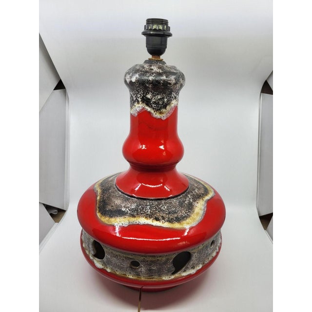 Vintage West German Red Ceramic Double Lighting, 1970s For Sale - Image 12 of 18