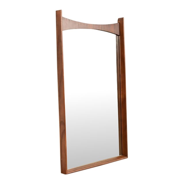 Kent Coffey Perspecta Mid-Century Modern Sculpted Walnut and Rosewood Framed Wall Mirror, 1960s For Sale