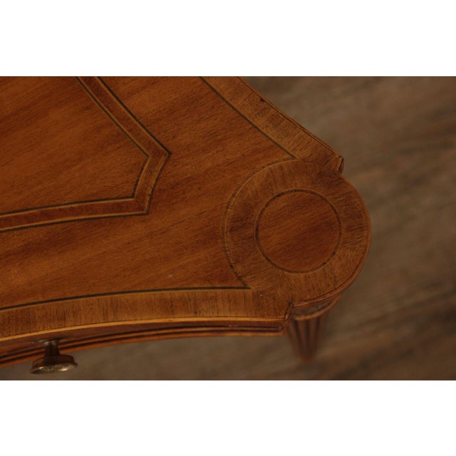 Wood Maitland Smith Sheraton Style Single Drawer Inlaid Side Table For Sale - Image 7 of 18