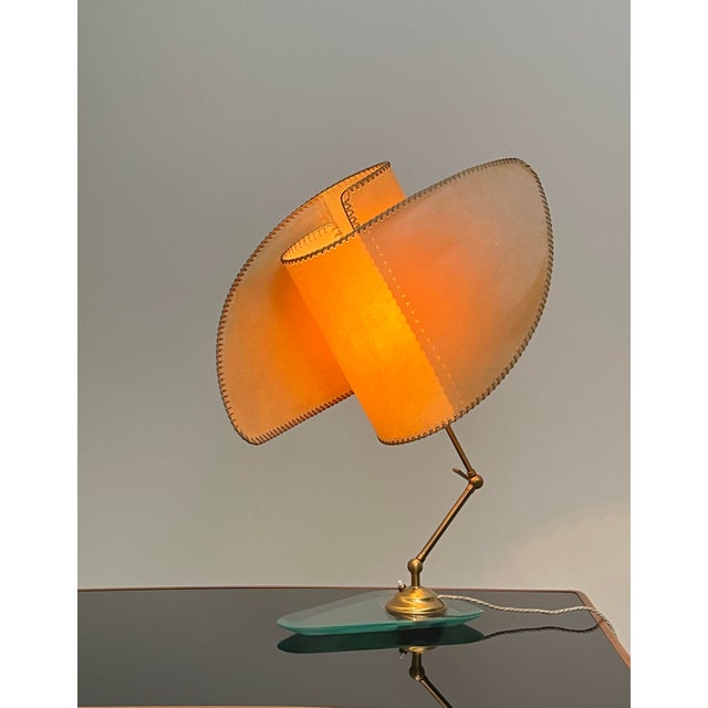 Glass Table Lamp in Glass and Vellum, 1960s For Sale - Image 7 of 7