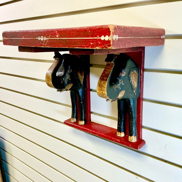 1920s Antique Chinoiserie Boho Chic Elephant Wall Mounted Shelf. For Sale - Image 11 of 17