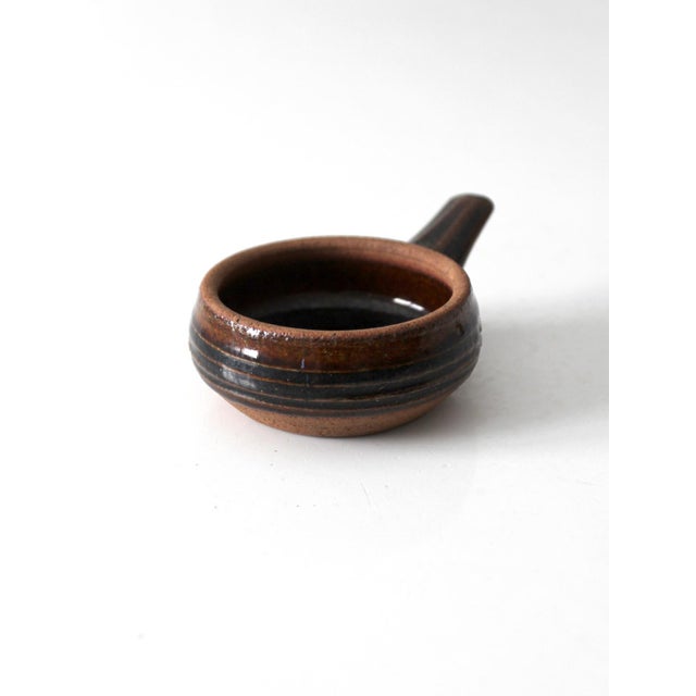 Mid-Century Modern Vintage Handmade Studio Pottery Handled Bowl For Sale - Image 3 of 11