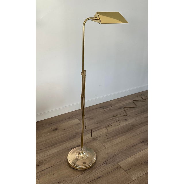 1980s Vintage Brass Pharmacy Adjustable Floor Lamp For Sale - Image 5 of 9